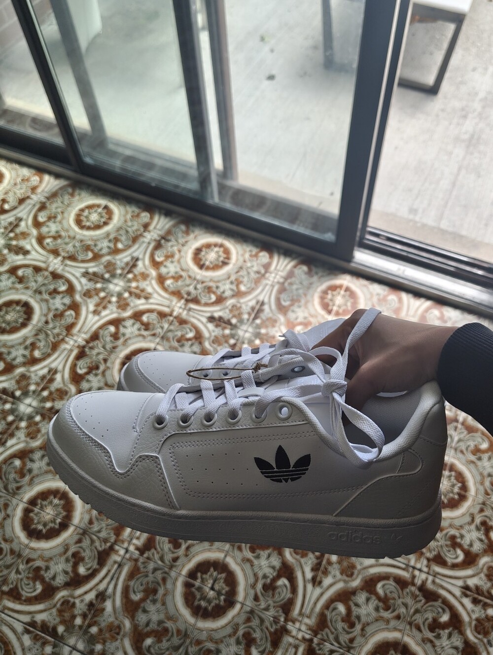 Adidas NY 90s White and Black Low-Top Leather Sneakers